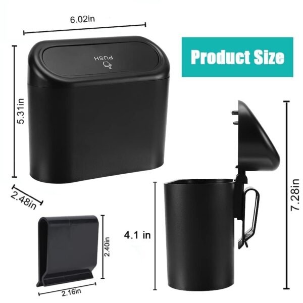 Scholazs® Car Trash Can with Lid, Mini Vehicle Trash Bin Car Dustbin Garbage Organizer. - Image 2