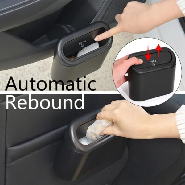 Scholazs® Car Trash Can with Lid, Mini Vehicle Trash Bin Car Dustbin Garbage Organizer. - Image 3