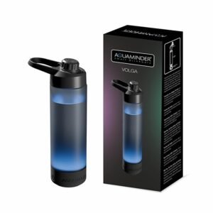 Aquaminder Smart Water Bottle Glows & Beeps to Remind You to Drink More 770 ml Chug Cap Bottle For Adults and Kids Perfect For Gift, Travel, Gym, Yoga, Black, Silicone